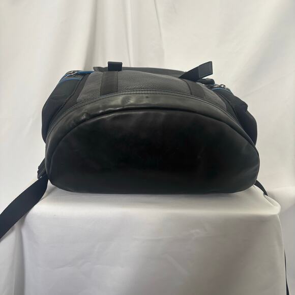 Michael Kors MK Black Nylon Leather Cooper Backpack Logo Patch Buckle Flap Bag